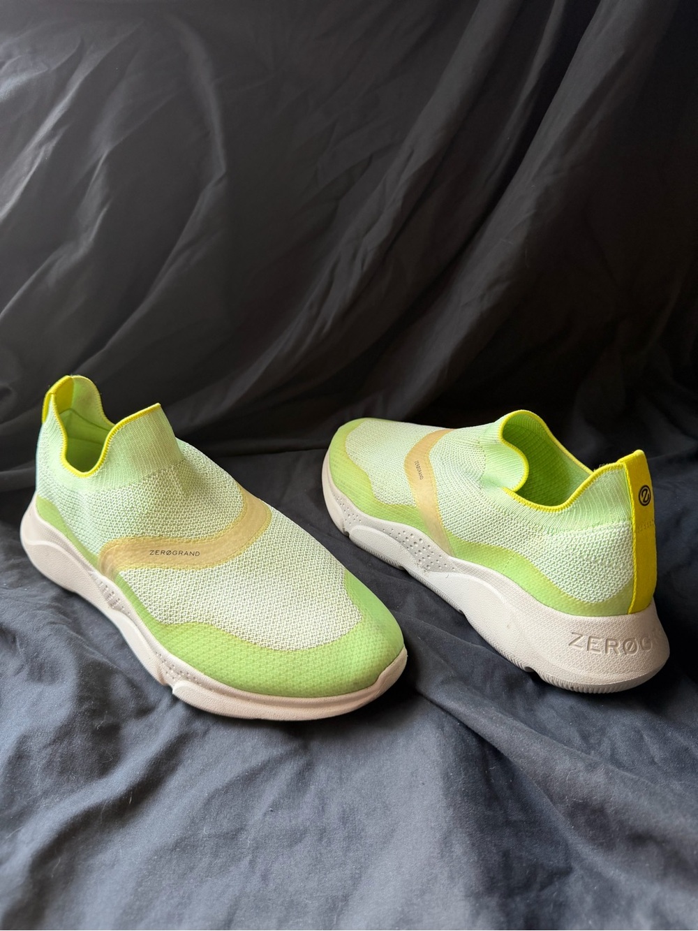 Cole Haan Lime and Yellow Slip-On Knit Sneakers